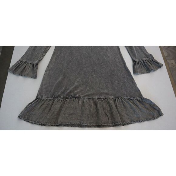 Anthropologie RAGA Women's Sz S Black Embroidered Ruffled Hem & Cuffs Dress - Picture 11 of 14